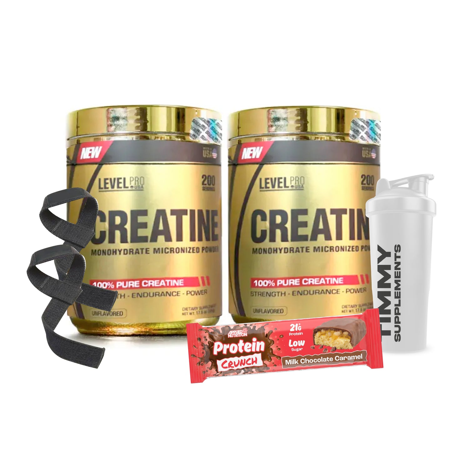 PACK DOBLE CREA LEVEL PRO + BARRA PROTEICA + STRAPS O SHAKER