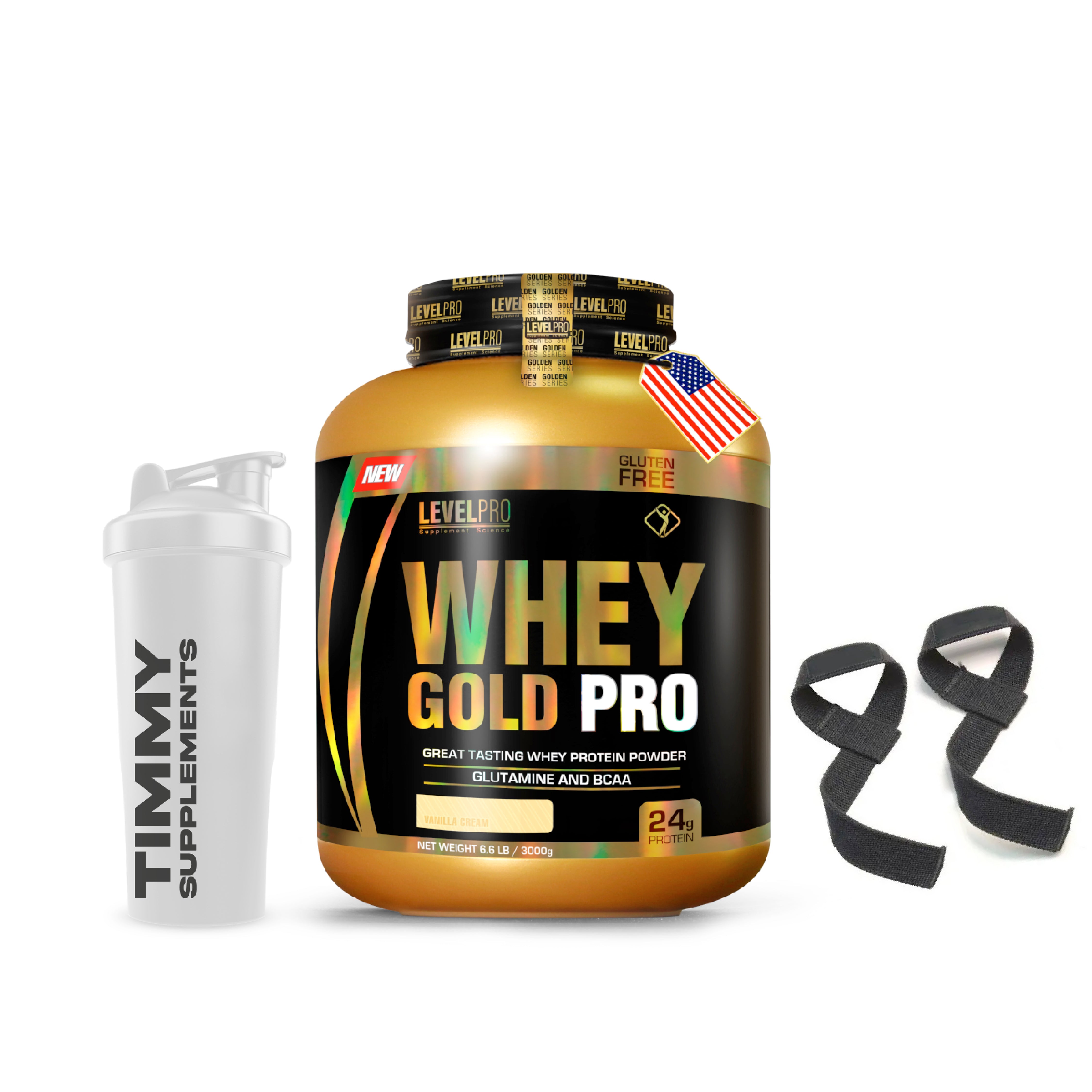 WHEY GOLD PRO + STRAPS Y SHAKER