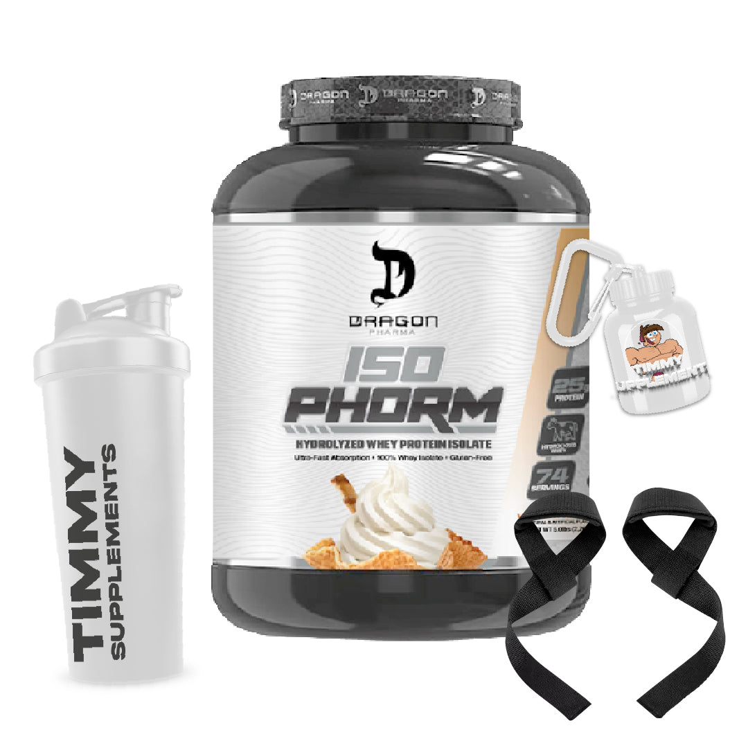 Proteína ISO PHORM - Dragon Pharma (5lb) Hot chocolate y Vainilla+ Straps + Shaker o Portaproteína