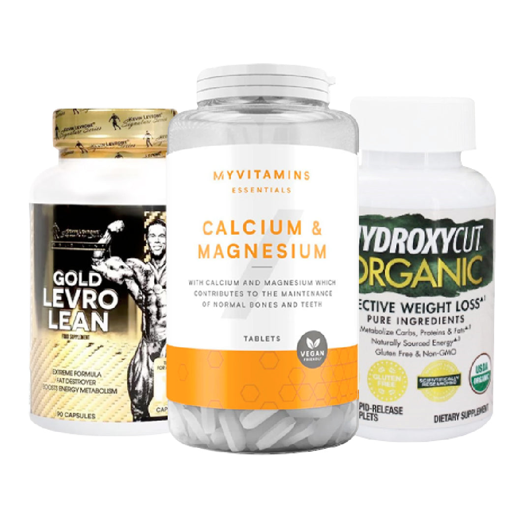 Pack Vitaminas CALCIUM Y MAGNESIUM  + GOLD LEVRO LEAN + Hydroxycut Organic