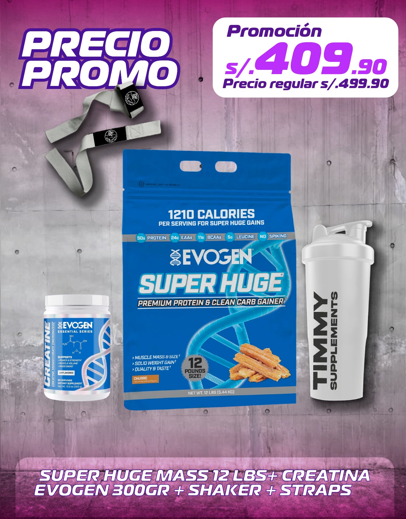 SUPER HUGE 12 LBS + CREATINA EVOGEN 300GR