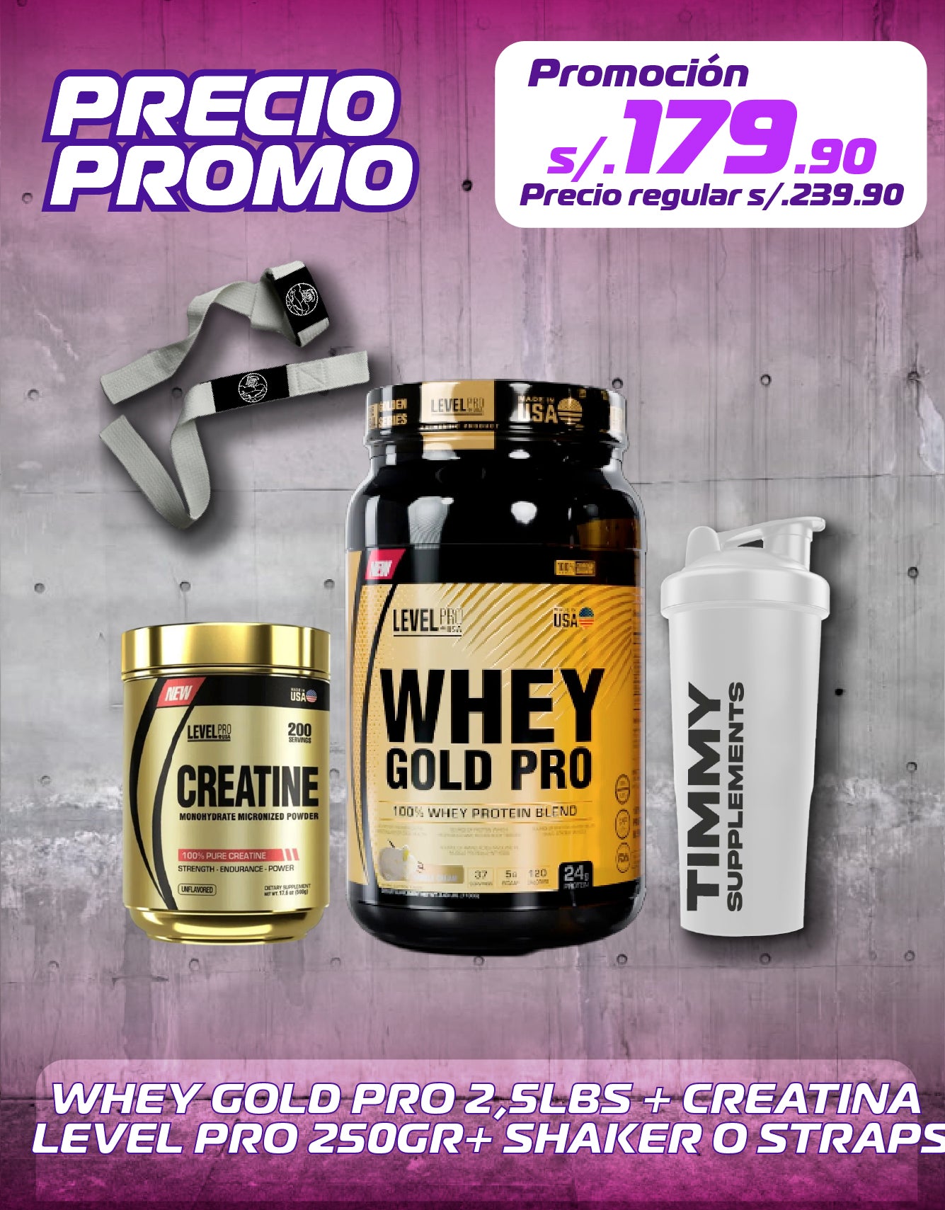 WHEY GOLD PRO 2,5LBS + CREATINA LEVEL PRO 250GR
