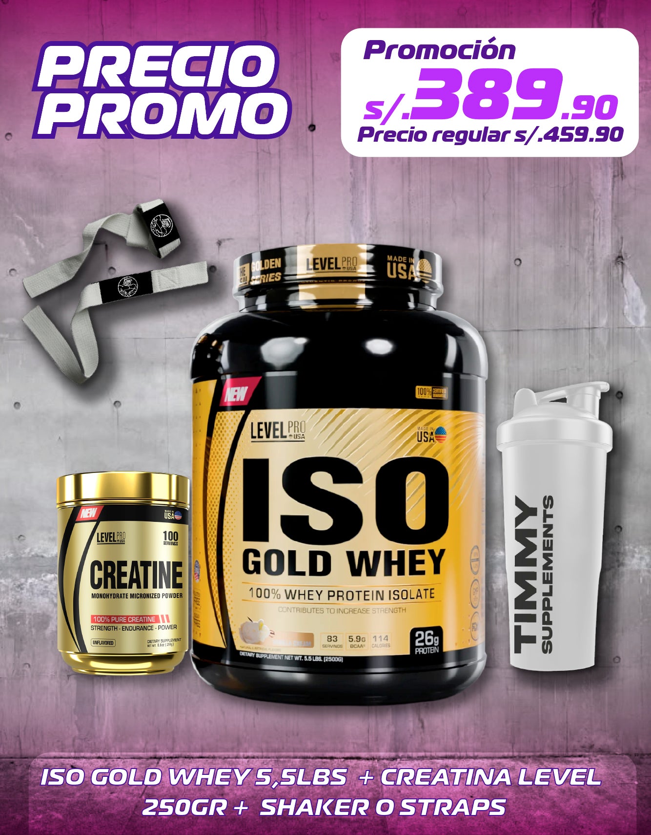 ISO GOLD WHEY 5,5LBS + CREATINA LEVEL PRO 250GR