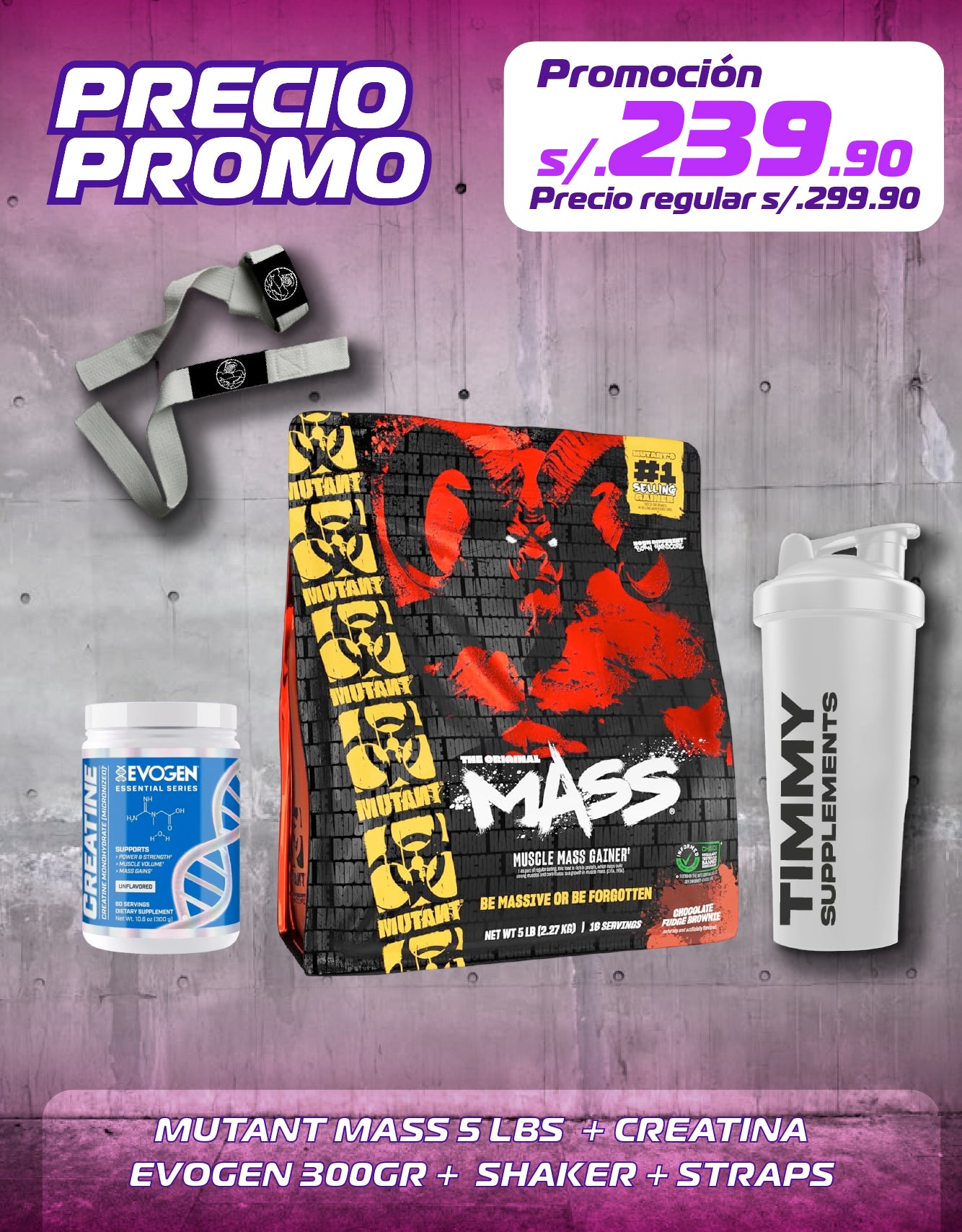 MUTANT MASS 5 LBS + CREATINA EVOGEN 300GR