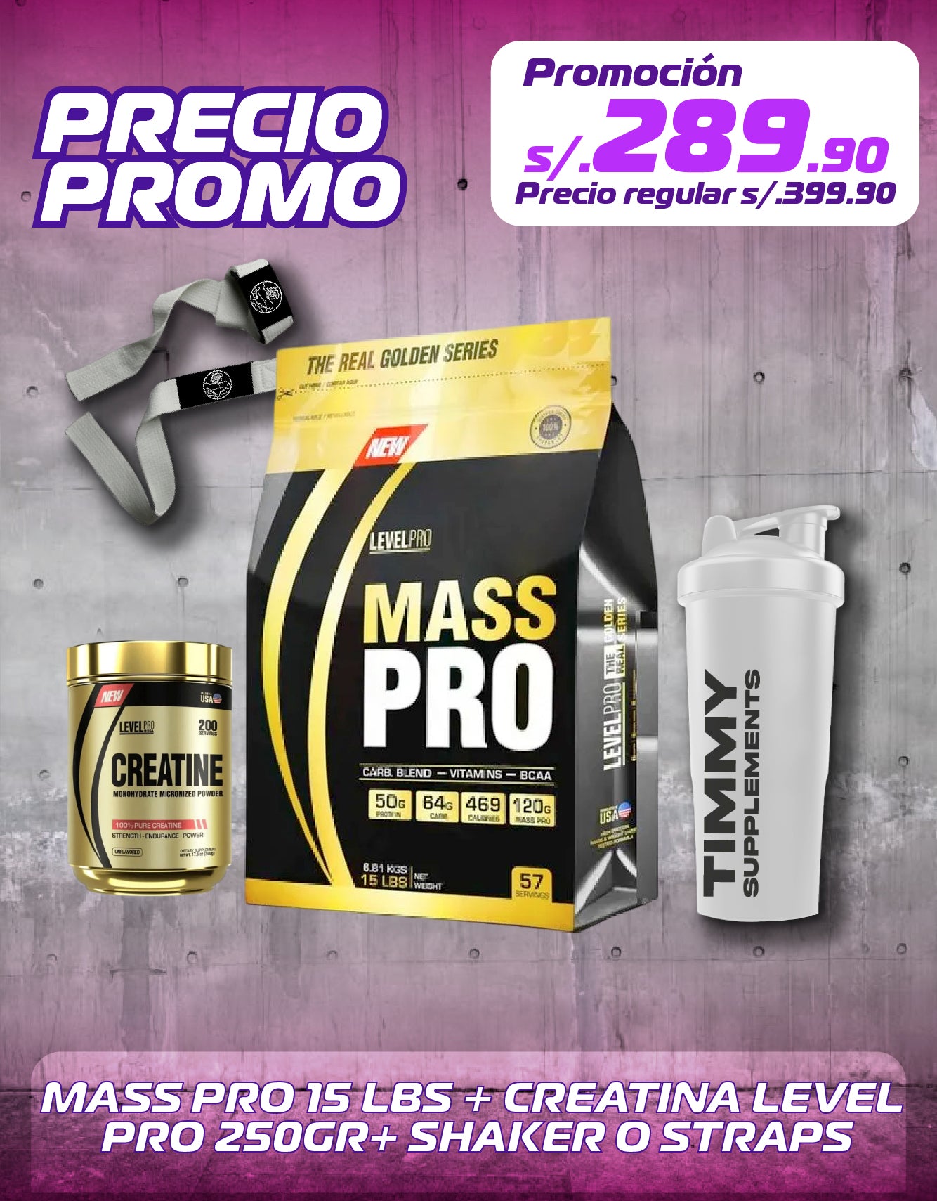 MASS PRO 15 LBS + CREATINA LEVEL PRO 250GR