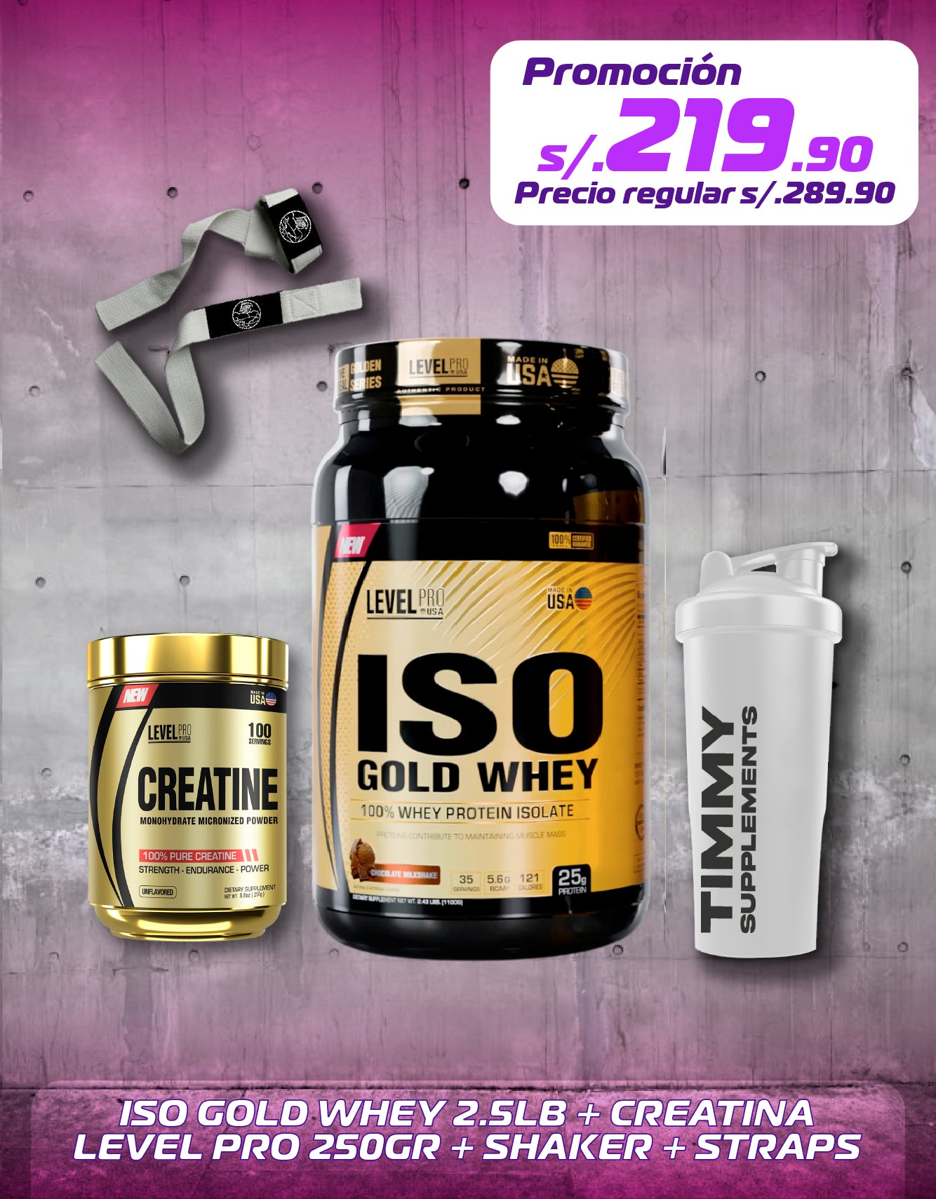 ISO GOLD WHEY 2,5LBS + CREATINA LEVEL PRO 250GR